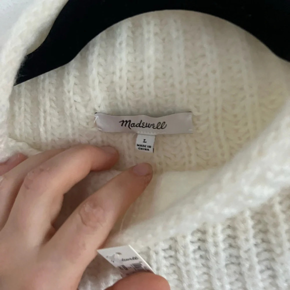 Madewell NWT $98 Loretto Cream Ivory Mockneck Pullover Sweater Plus Size large - Picture 2 of 7